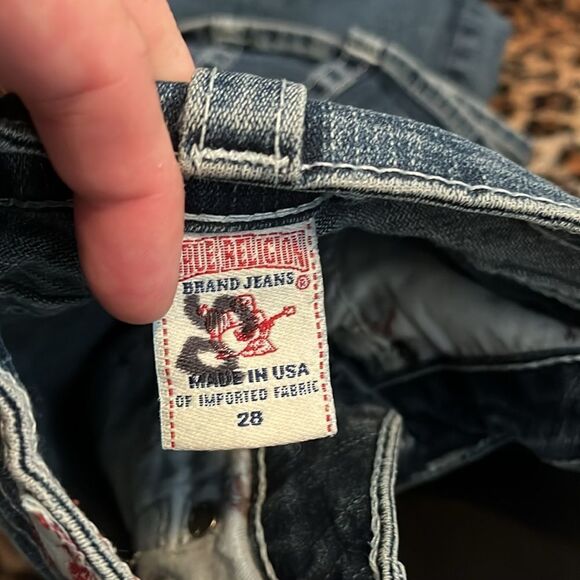 Y2K True Religion Becky Blue Factory Distressed Denim Flare Jeans Festival - Picture 11 of 11